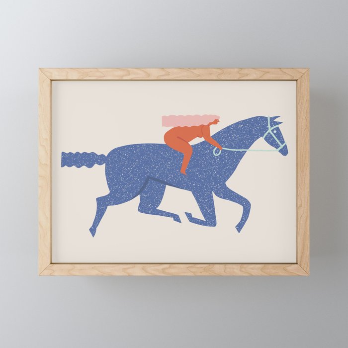Blue horse Framed Mini Art Print
