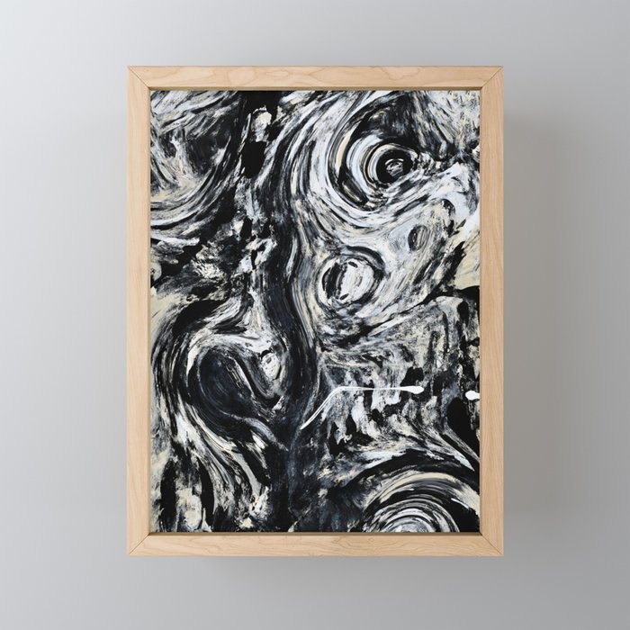 Velocity: A pretty abstract black and white painting by Alyssa Hamilton Art Framed Mini Art Print