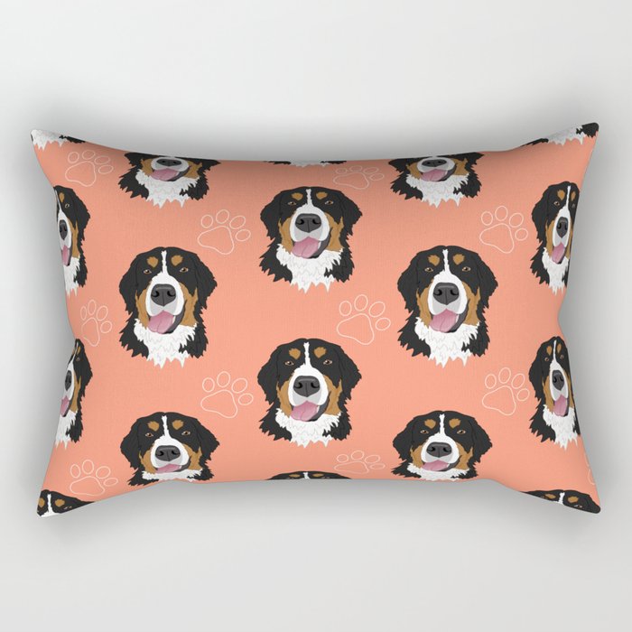 Bernese Mountain Dog - peach Rectangular Pillow