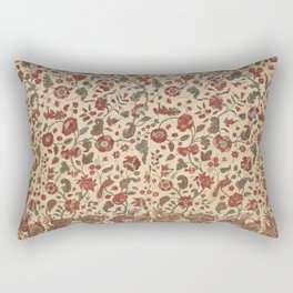 Antique Floral and Birds Chintz Design Rectangular Pillow