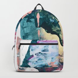 Taos: A vibrant abstract mixed-media painting in various colors by Alyssa Hamilton Art Backpack