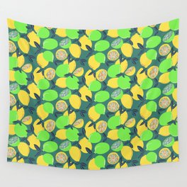 When Life Gives You Lemons dk green Wall Tapestry