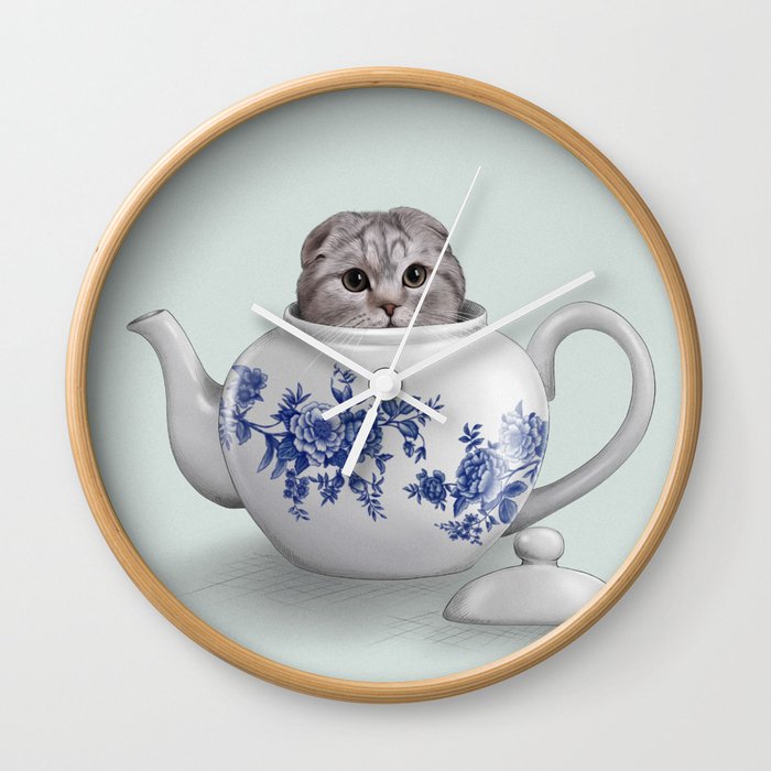 Tea-Cat Wall Clock