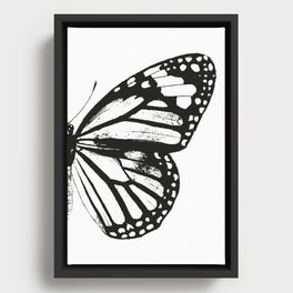Monarch Butterfly | Right Butterfly Wing | Vintage Butterflies | Black and White | Framed Canvas