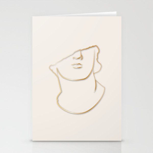 Cracked Bust Gold Outline Print Stationery Cards