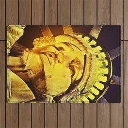 Statue of Liberty, United States National Monument, illuminated close-up view at night Outdoor Rug