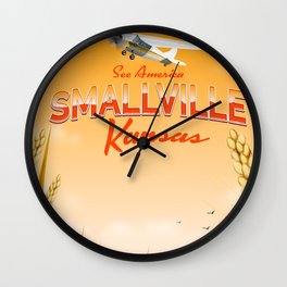 Smallville Kansas Sunset edition Wall Clock | Propplane, Graphicdesign, Smallvilleusa, Cartoon, Smallville, Smallvillekansassunsetedition, Kansasfarm, Barn, Farm, Smallvillekansas 
