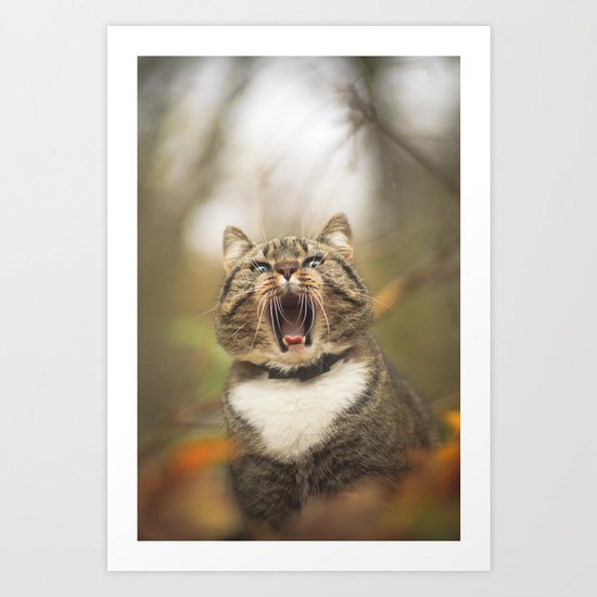 Cat roar Art Print