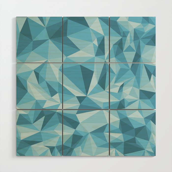 Blue triangles Wood Wall Art