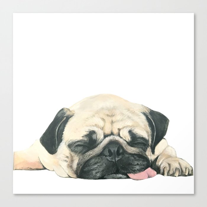 Nap Pug Dog Illustration Original Painting Print Canvas Print By