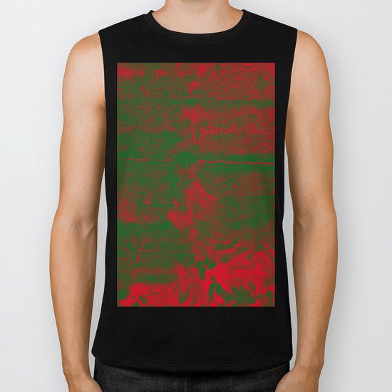 Leaves in fire red green fantasy Biker Tank