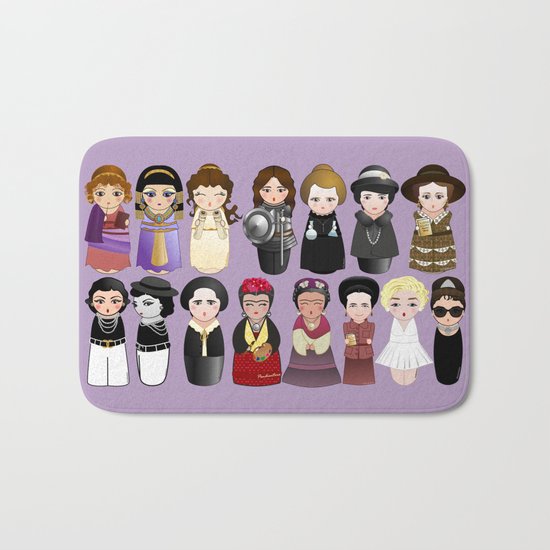 Kokeshis Women in the History Bath Mat