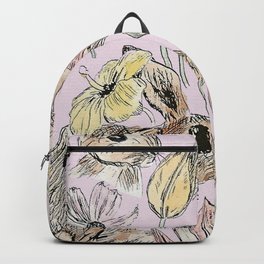 rabbits and flowers with color Backpack