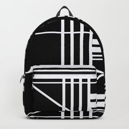 Geometry Lines Pattern, White Lines Abstract Geometry Backpack