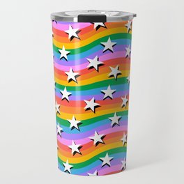 Colorful rainbow star seamless pattern illustration Travel Mug
