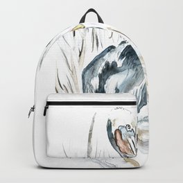 Tybee Island Pelican Backpack | Lighthouse, Watercolor, Neutrals, Expressive, Alchemy, Modern, Pelican, Beach, Minimalist, Georgia 