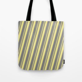 [ Thumbnail: Tan and Gray Colored Lines Pattern Tote Bag ]