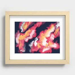 Acrylic Pour Blue Pink and Yellow Recessed Framed Print