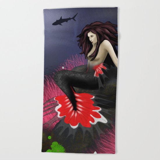 The Red Mermaid Beach Towel