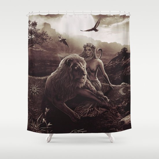 VIII. Strength Tarot Card Illustration (Warmth) Shower Curtain