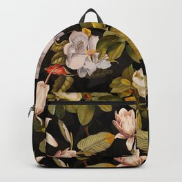 Vintage & Shabby Chic - Midnight Magnolia Botanical Garden Backpack | Antique, Vintage, Exotic, Painting, Night, Retro, Magnolias, Springflowers, Bloom, Tropical 