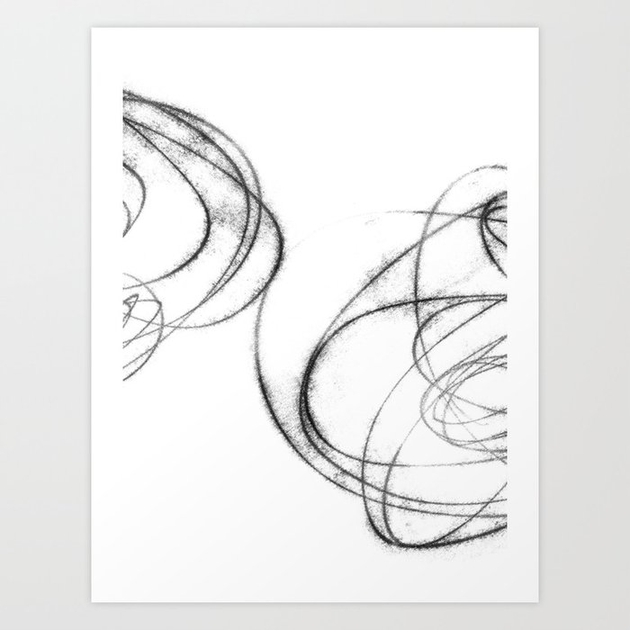 Minimalist Abstract Black and White Line Drawing Art Print