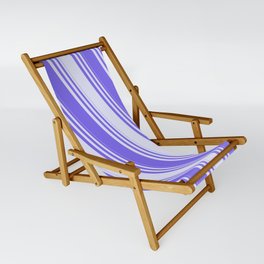 [ Thumbnail: Medium Slate Blue & Lavender Colored Striped Pattern Sling Chair ]