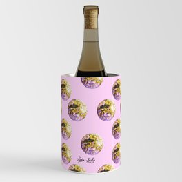Let's dance yellow disco ball- pink background Wine Chiller