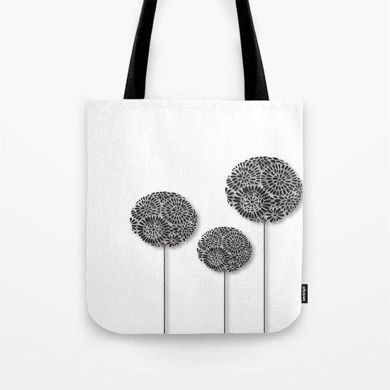 Black Dandelion Tote Bag
