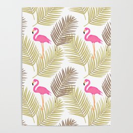 Flamingo Palms - Pink & Green Poster