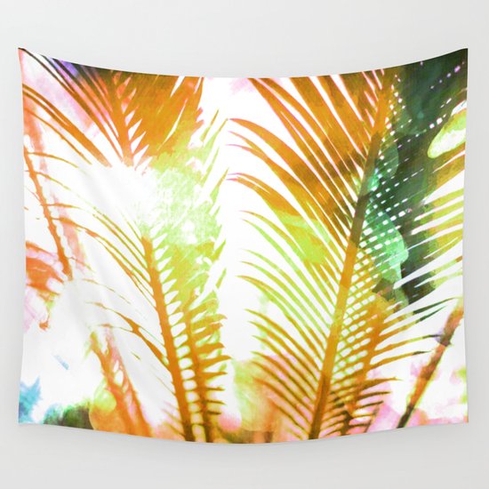 Miami Sunset Palms Watercolor Wall Tapestry by jacob-sternberg | Society6