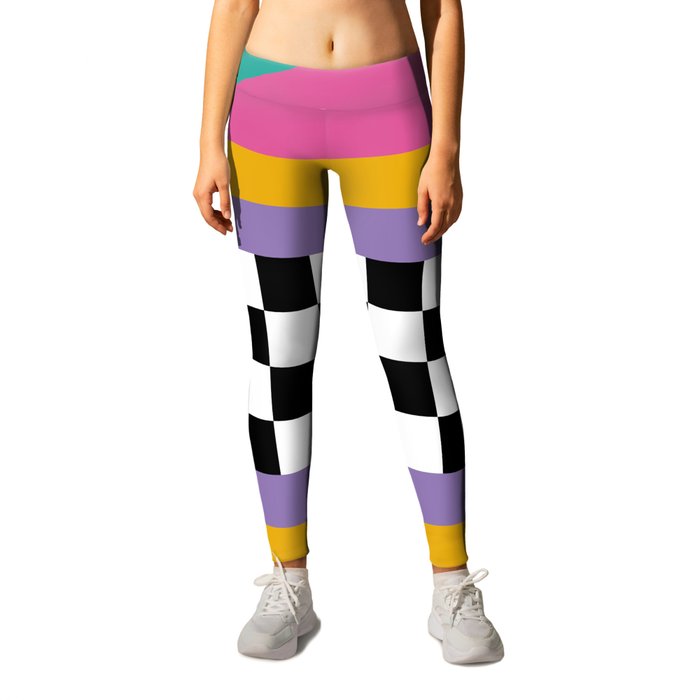 Checkered pattern grid / Vintage 80s / Retro 90s Leggings by