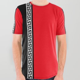Greek Key 2 - Red and Black All Over Graphic Tee