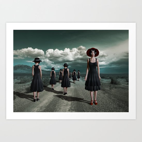 Road of girls Art Print