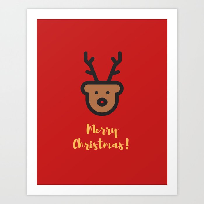 Holiday Season, Christmas, Cute Reindeer Art Print