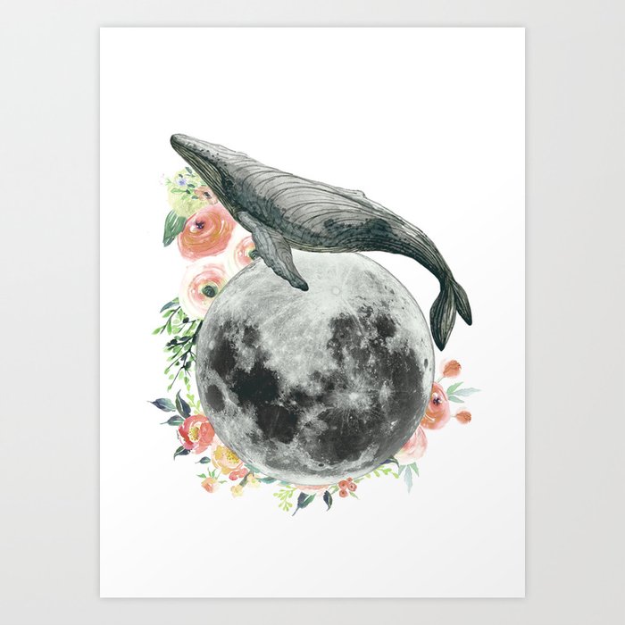 Moon Whale Art Print