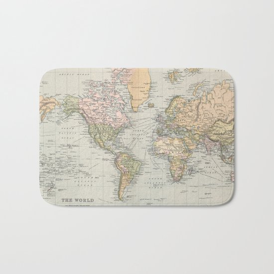 Vintage Map of The World (1892) Bath Mat