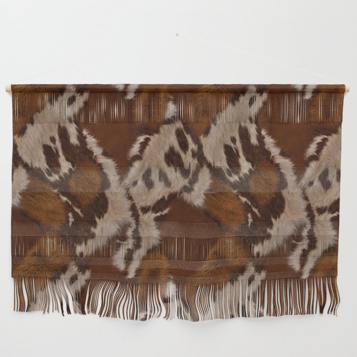 Country Western-style Cowhide Patchwork Wall Hanging