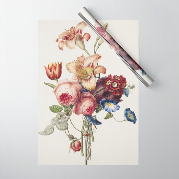 Vintage Flower Bouquet Illustration Wrapping Paper