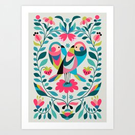 Love birds pattern Art Print