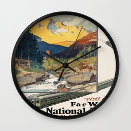Vintage poster - National parks Wall Clock
