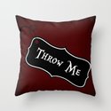 "Throw Me" Alice in Wonderland styled Bottle Tag Design in 'Tulgey Wood Brown' Throw Pillow