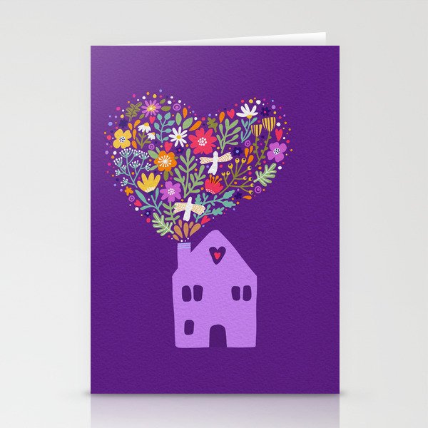 Home Sweet Home. Cute home with heart Stationery Cards