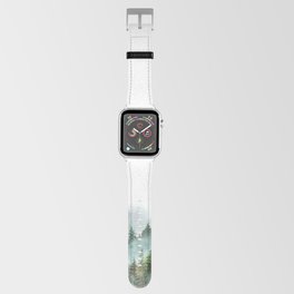 Watercolor Pine Forest Mountains in the Fog Apple Watch Band | Travel, Nationalpark, Landscape, Forest, Blue, Painting, Misty, Nature, Appalachian, Fog 