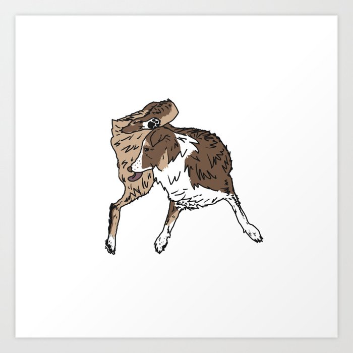 Dog Lover (Brown, White, & Tan Australian Shepherd) Art Print