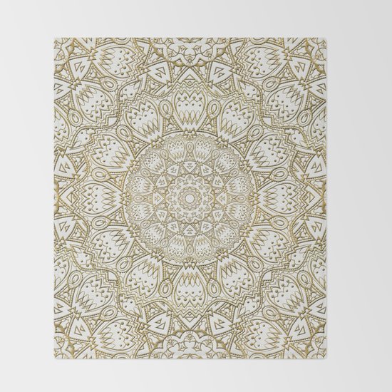 Golden Mandala In Cream Colored Background Throw Blanket By Klaraacel Society6