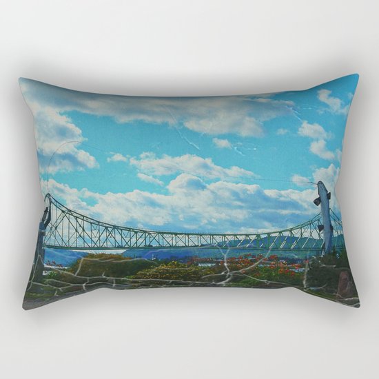 Aged Angler and Fish at the Campelton Bridge Rectangular Pillow