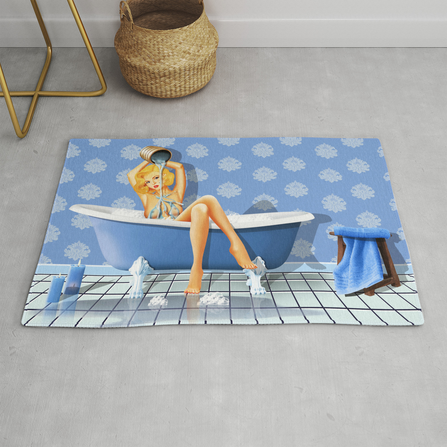 The Y Blue Bathroom Rug By Monikajuengling Society6 The Y Blue Bathroom Rug By