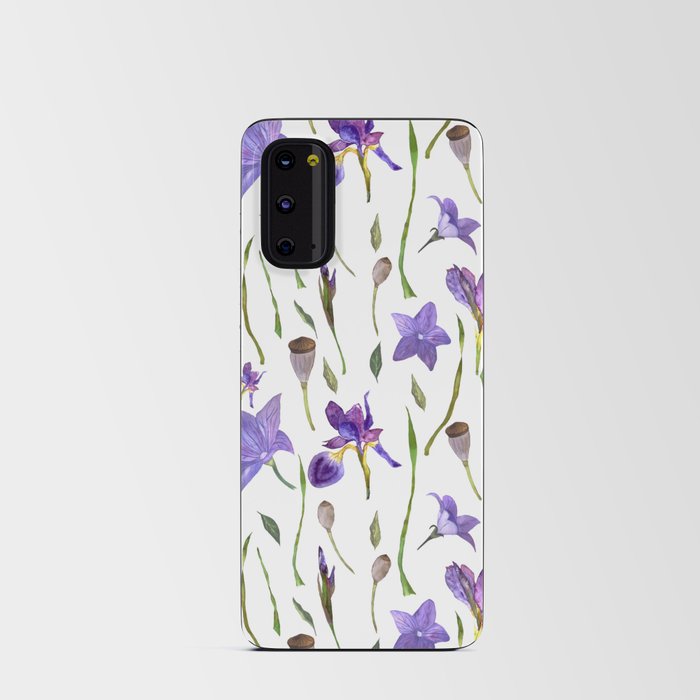 purple iris watercolor pattern Android Card Case
