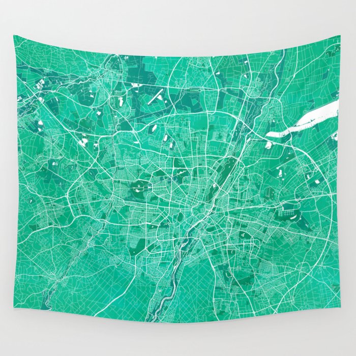 Munich City Map of Bavaria, Germany - Watercolor Wall Tapestry